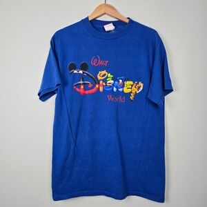 Vintage Mickey INC Walt Disney‎ World T-Shirt Large USA Made Blue 90s Characters
